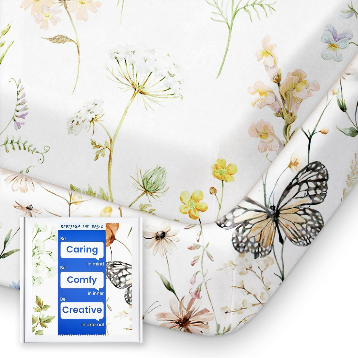 Pack N Play Sheets Fitted, TotBasic Ultra Soft Flower Mini Crib Sheets, Premium Jersey Knit Pack