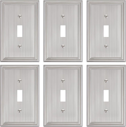 6-Pack Single Toggle Light Switch Cover Plate, Durable Solid Zinc Alloy Decorative Switch Plate