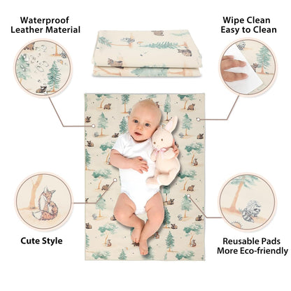Vegan Leather Baby Changing Mat - Wipeable Portable Changing Pad, Foldable Travel Changing Mat for
