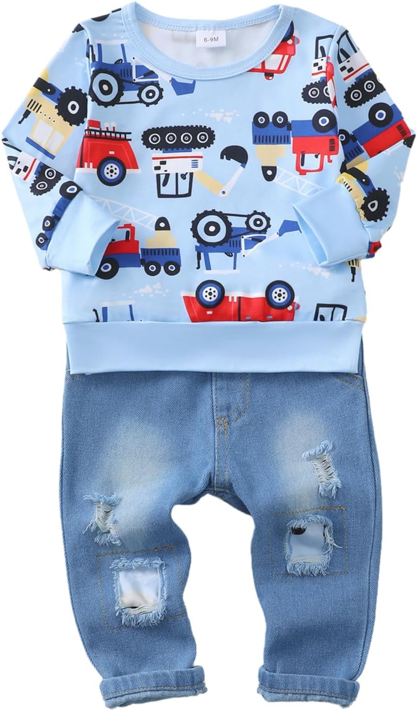 Toddler Baby Boy Outfits Fall Winter Clothes Color Block Long Sleeve Sweatshirt Tops + Jogger Pants