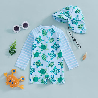 Hnyenmcko Baby/Toddler Boy Rash Guard Swimsuit Long Sleeve One Piece Zipper Swimwear Sunsuit Infant