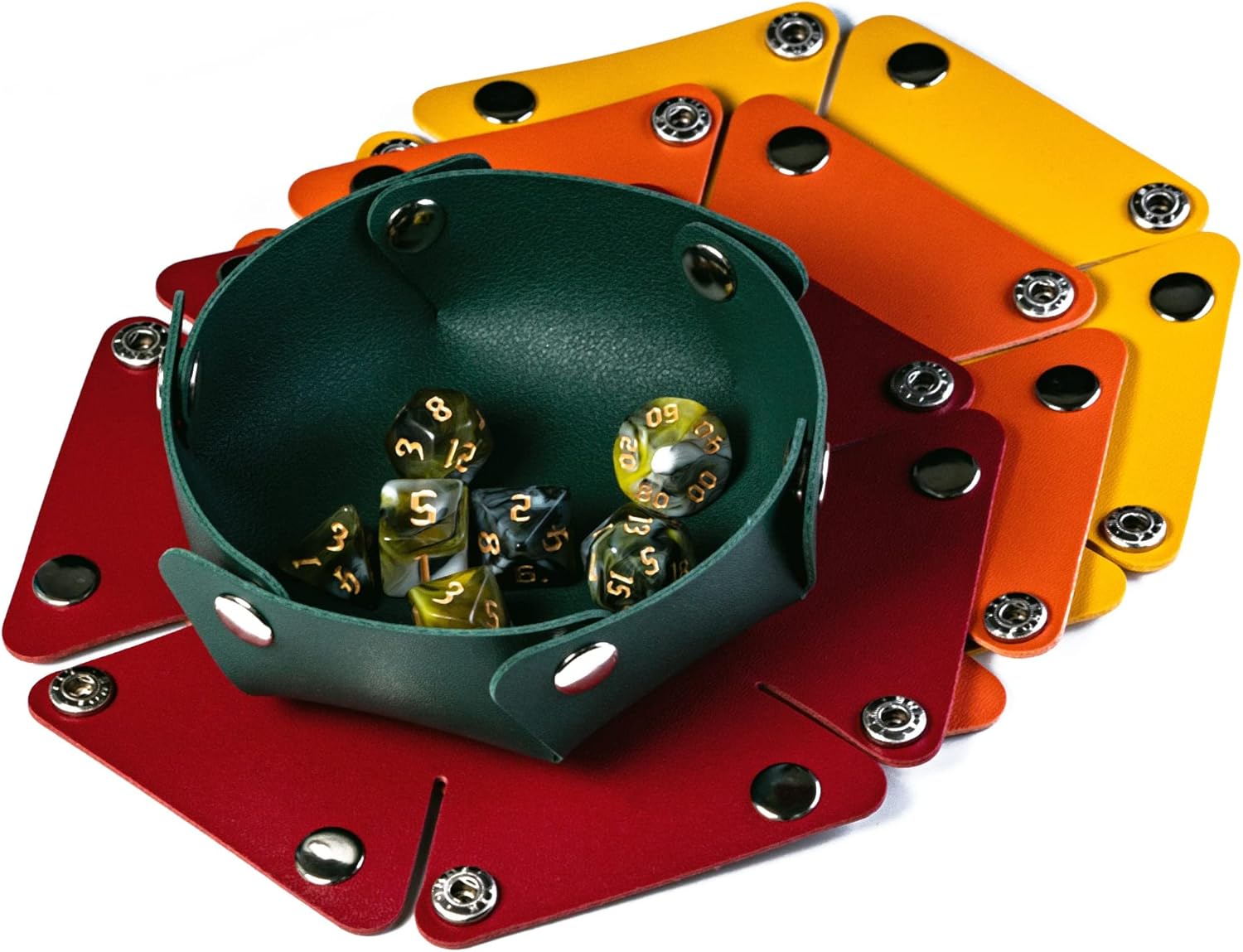 4 Pieces Small Dice Case & Dice Storage Box PU Leather Folding Round Dice Holder for Store