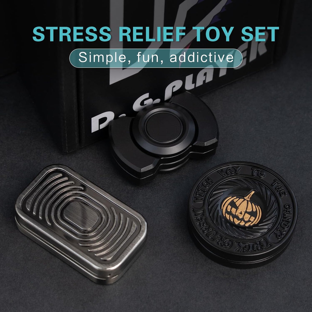 Fidget Toys Adults Pack, Metal Fidget Slider, Spinner and Haptic Coin, Decompression Metal EDC Cool