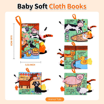 Jollybaby Baby Cloth Books, Touch & Feel Crinkle Soft Books, for Infants Babies, Toddler Early