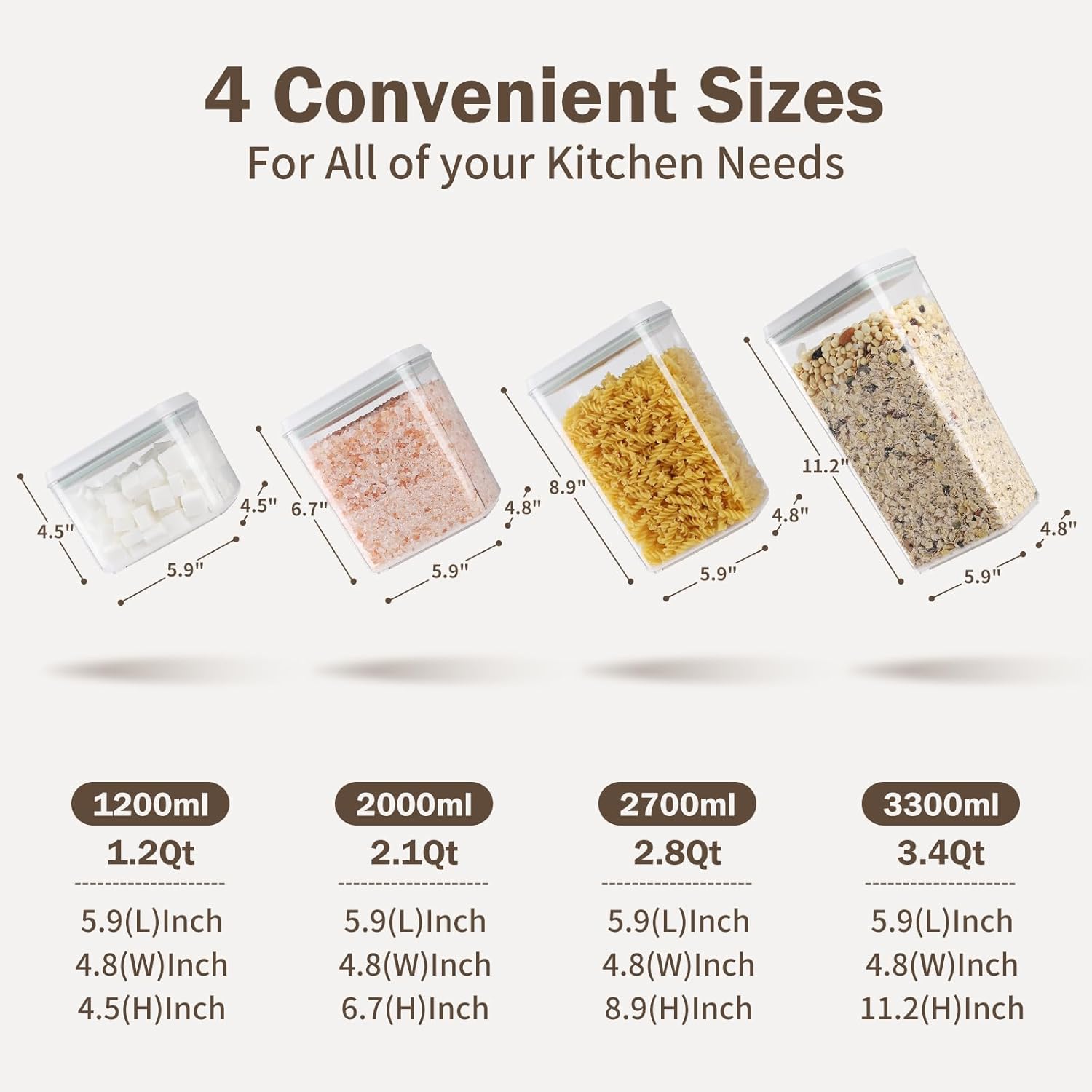 8 Pcs Pop Food Storage Containers Airtight Food Storage Containers Set with Lids Kitchen Pantry