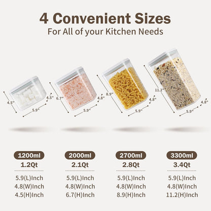 8 Pcs Pop Food Storage Containers Airtight Food Storage Containers Set with Lids Kitchen Pantry