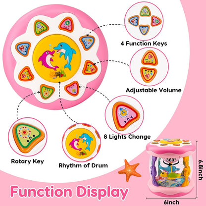 Baby Musical Light Up Toys 0-6 Months Tummy Time Ocean Projector Rotating Infant 0-3 4 5 6 7 8 9