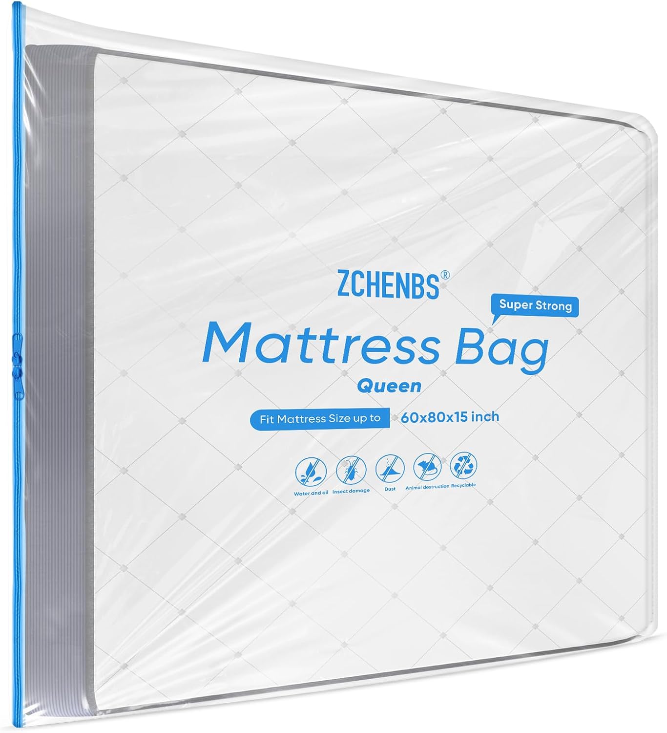 ZCHENBS® – Mattress Bags for Moving and Storage,Mattress Bag with Zippers,5 Mil Ultra-Thick Bed