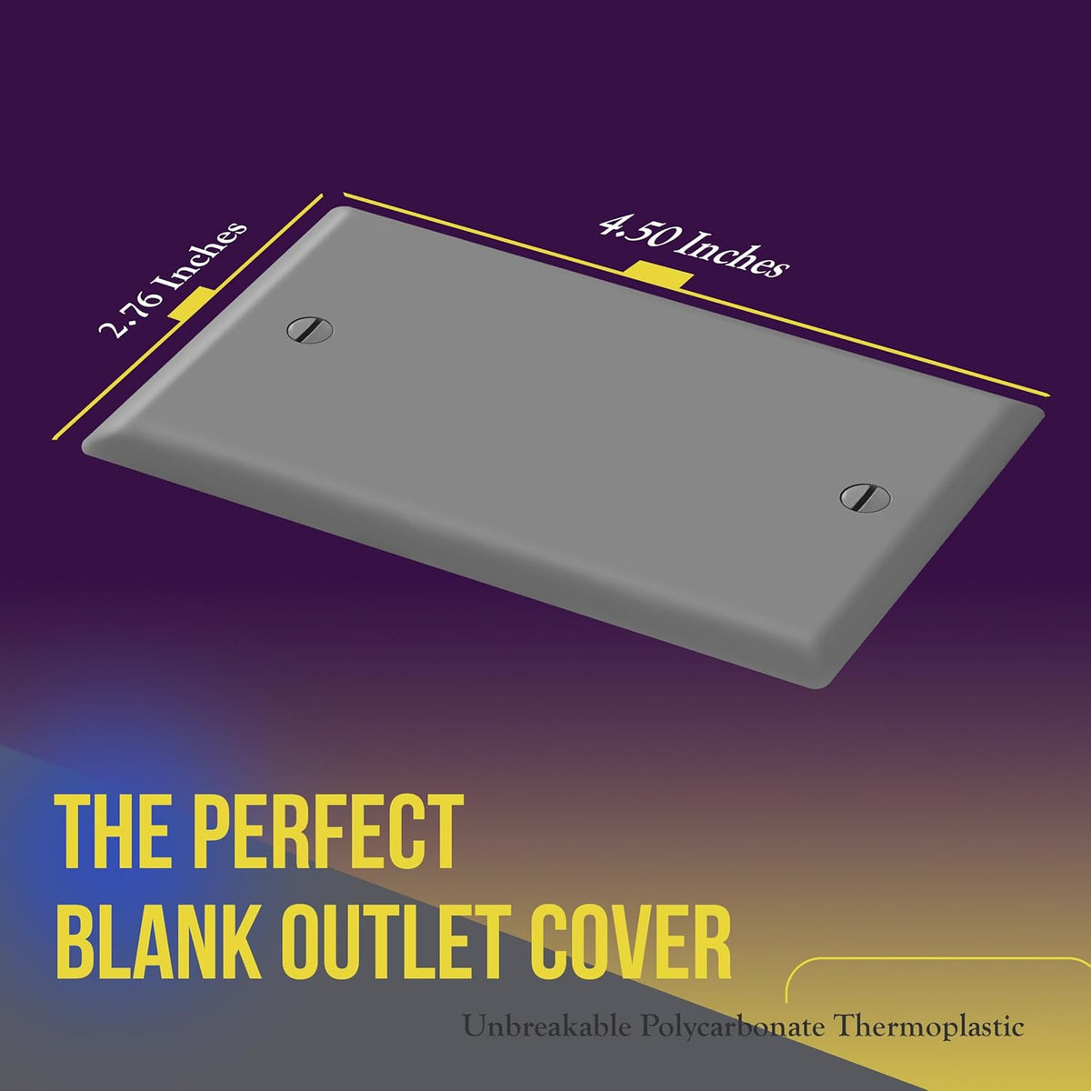 ENERLITES 8801-GR Blank Cover Wall Plate, Size 1-Gang 4.50" x 2.76", Polycarbonate Thermoplastic