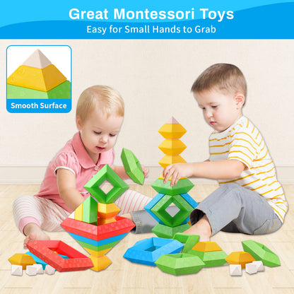 Hieoby Montessori Toys for Toddlers Boys Girls Preschool Learning Activities 30Pcs Building Blocks
