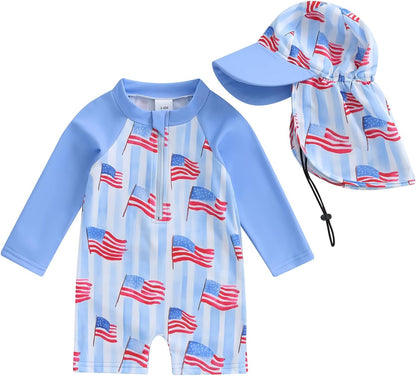 Hnyenmcko Baby/Toddler Boy Rash Guard Swimsuit Long Sleeve One Piece Zipper Swimwear Sunsuit Infant
