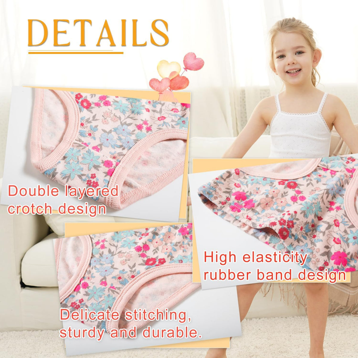 Finihen Girls Cotton Underwear Toddler Girls Panties Kids Briefs Multipacks.