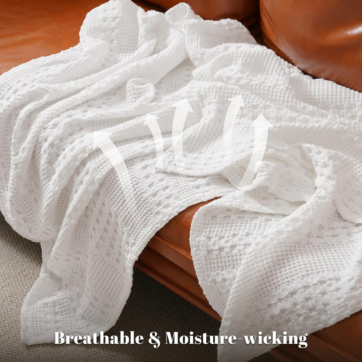 PHF 100% Cotton Waffle Weave Blanket Twin Size, Soft Lightweight Breathable Cozy Summer Blankets