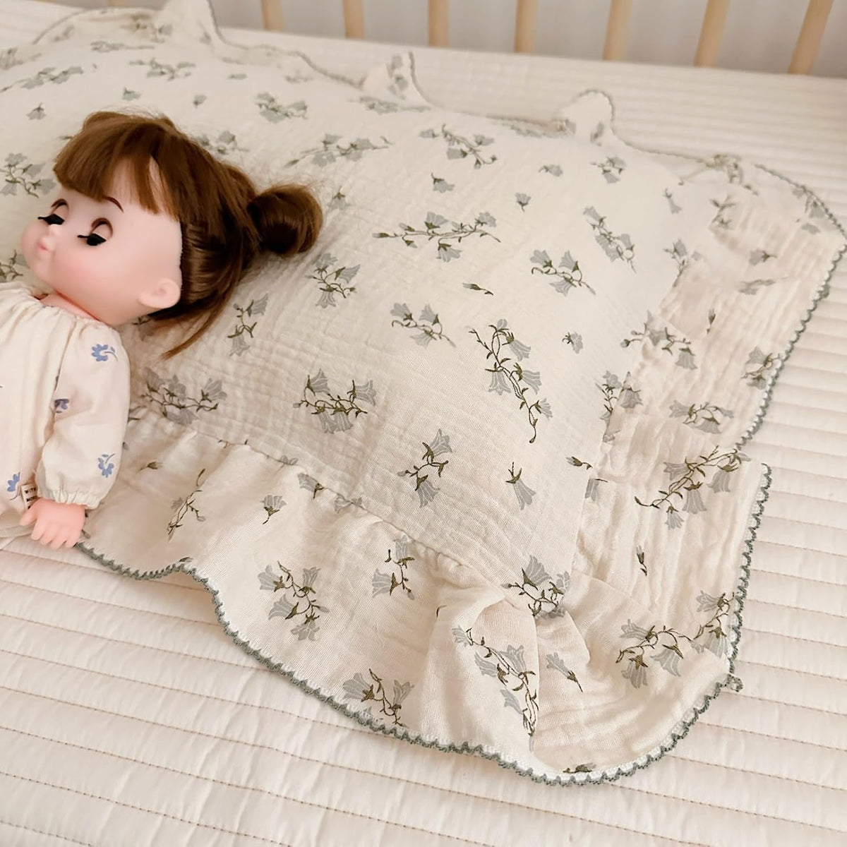 BuLuTu Cute Floral Toddler Pillowcase Cotton Muslin Kids Pillow Case with Enveloped Closure Soft