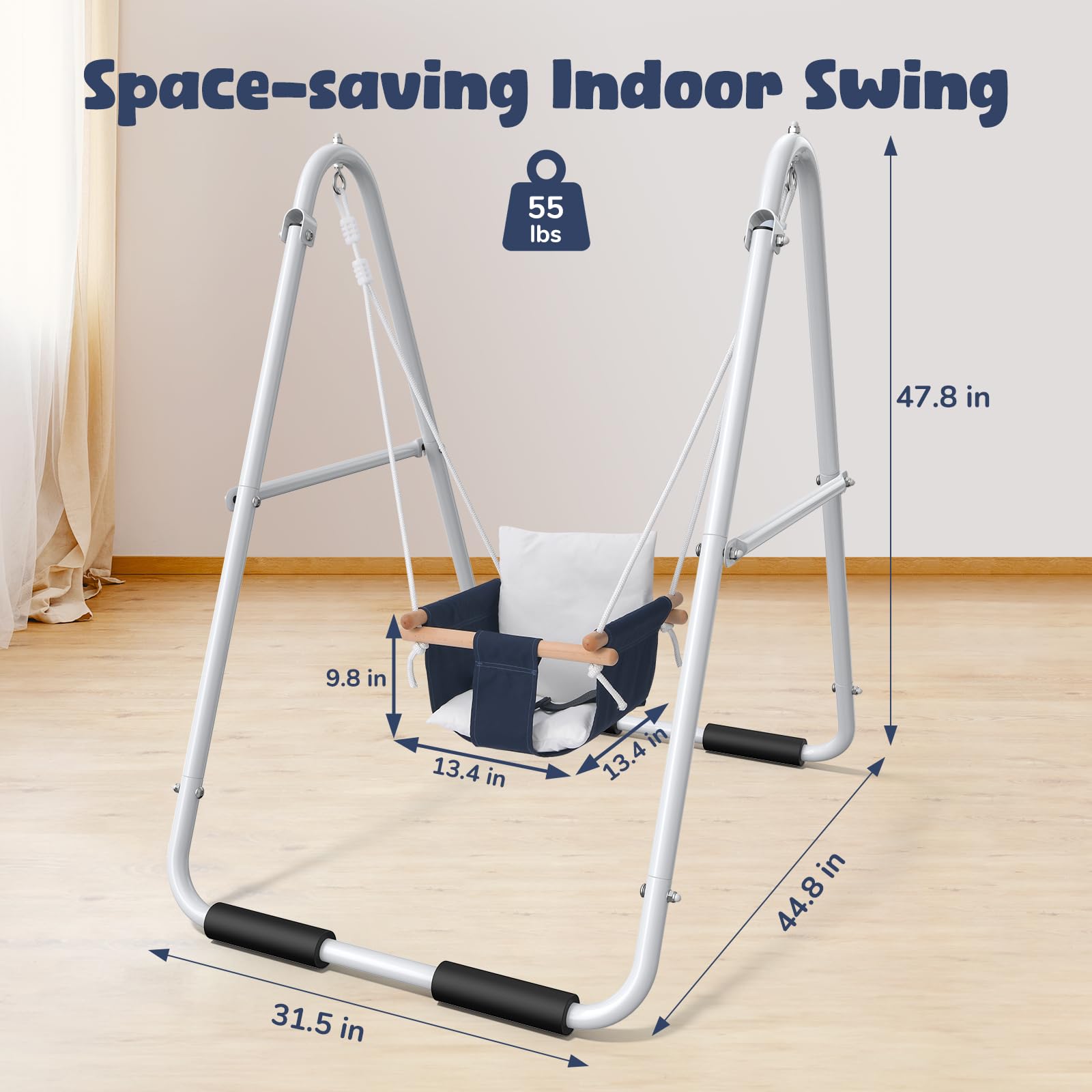 Hapfan Baby Swing Set with Foldable Stand for Indoors & Outdoors