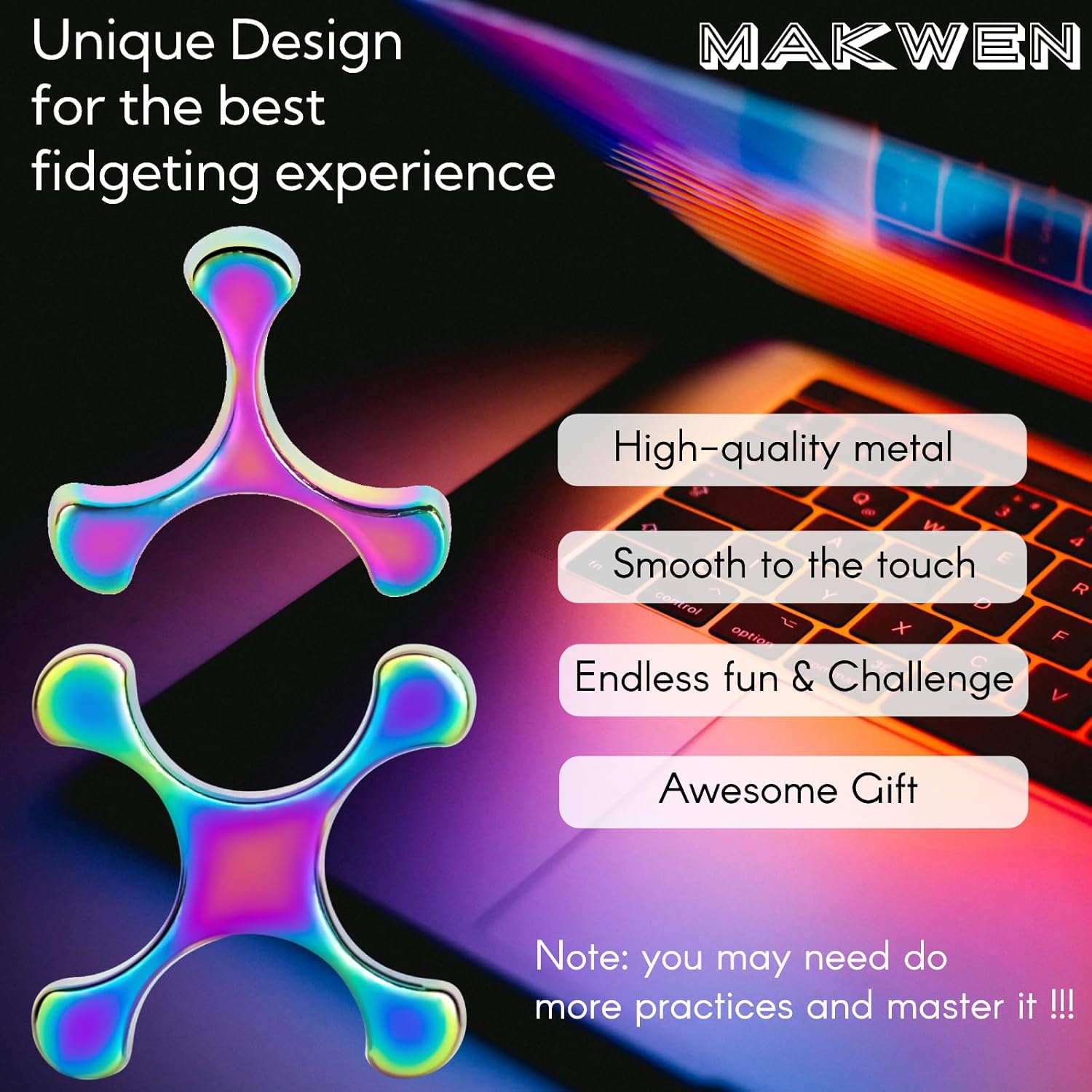 Fidget Toys Adults - Metal Finger Fidget Flipper 2Shapes - Quiet Unique Fidget Ring Stim Toys