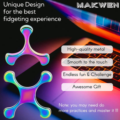 Fidget Toys Adults - Metal Finger Fidget Flipper 2Shapes - Quiet Unique Fidget Ring Stim Toys
