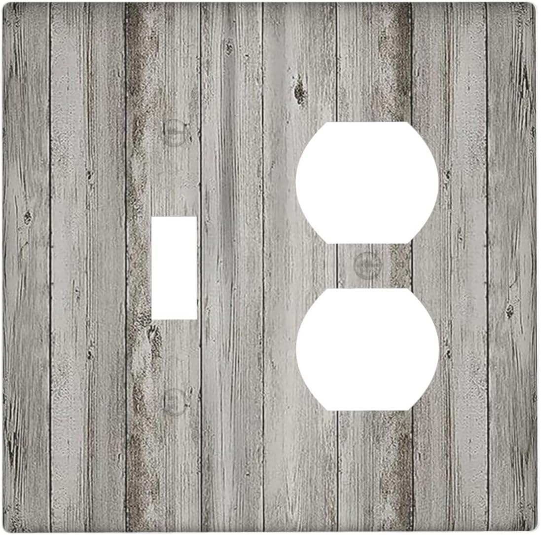 Wallplates Farmhouse Rustic Grey Barn Door Wood 1 Toggle 1 Duplex Switch Plate Electrical GFCI