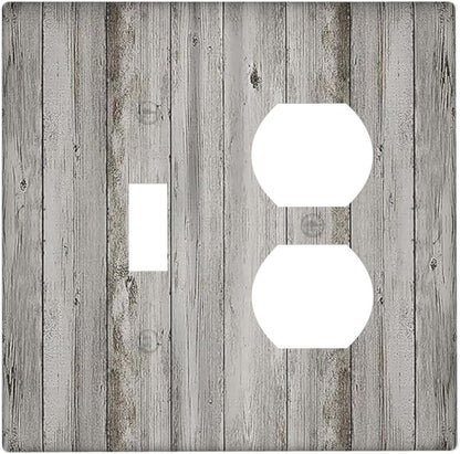 Wallplates Farmhouse Rustic Grey Barn Door Wood 1 Toggle 1 Duplex Switch Plate Electrical GFCI