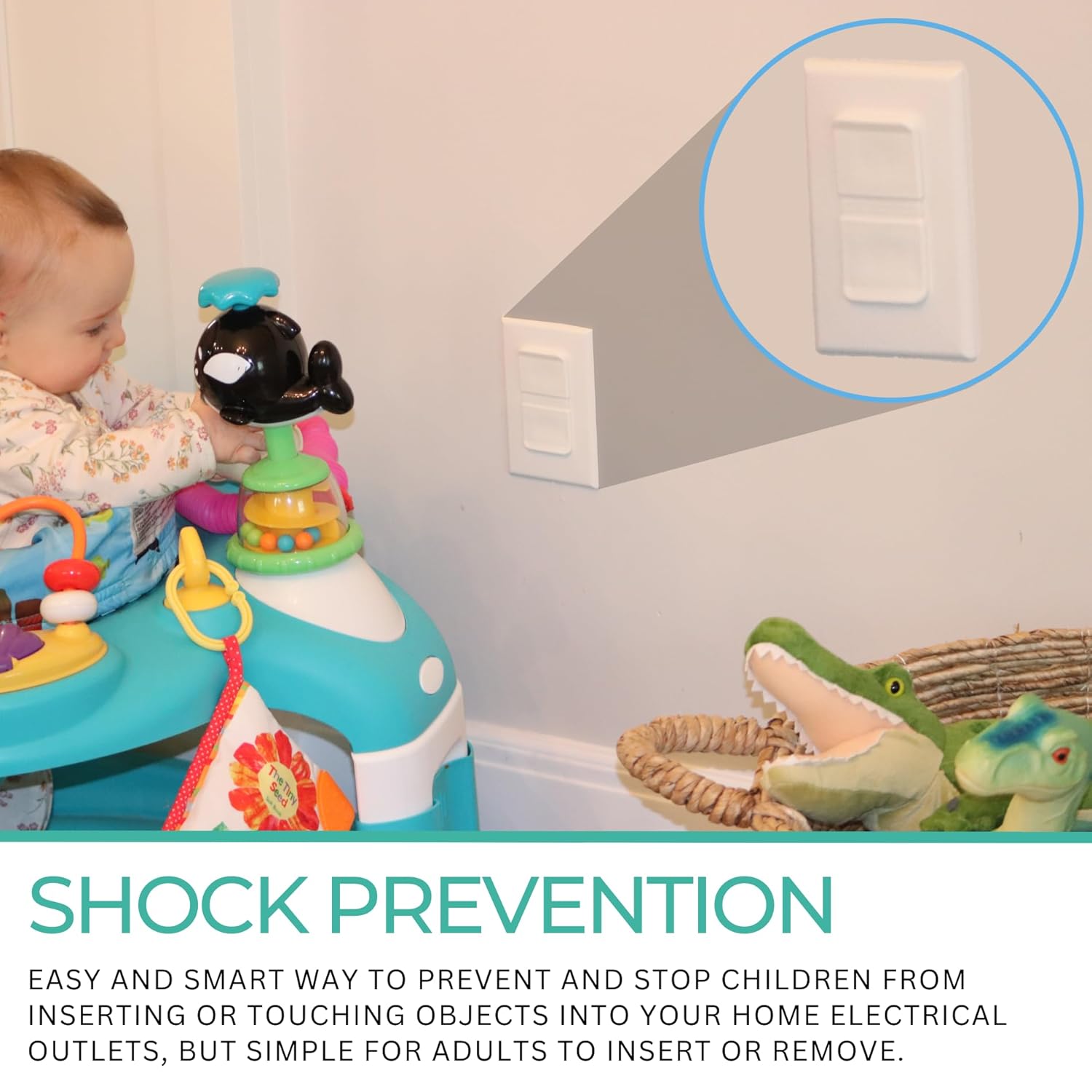 White Double Outlet Covers Baby Proofing (20 Pack, 40 Sockets) | Baby Proof Plug Covers for