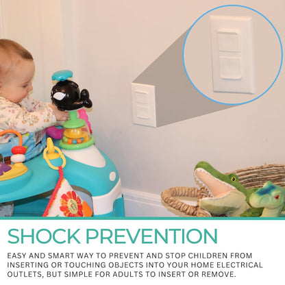White Double Outlet Covers Baby Proofing (20 Pack, 40 Sockets) | Baby Proof Plug Covers for
