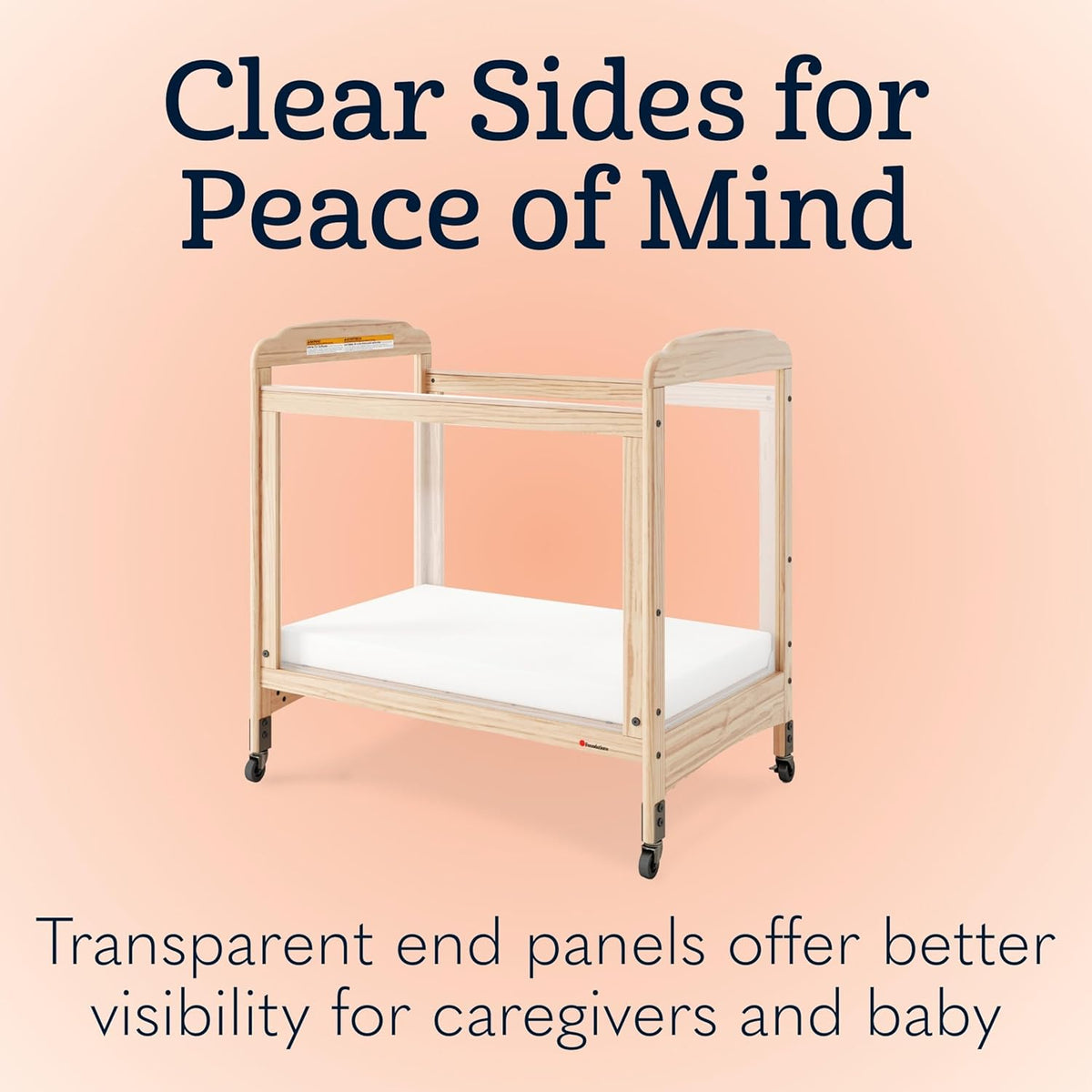 Foundations Serenity Compact Clearview Daycare Crib, Fixed Side, Durable Wood Construction