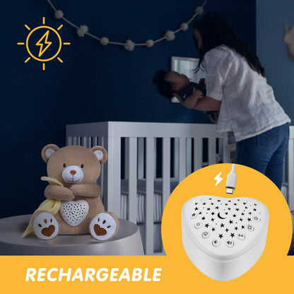 BEREST Rechargeable Baby Sleep Soother Bear, Mom's Heartbeat & Lullabies, White Noise Sound