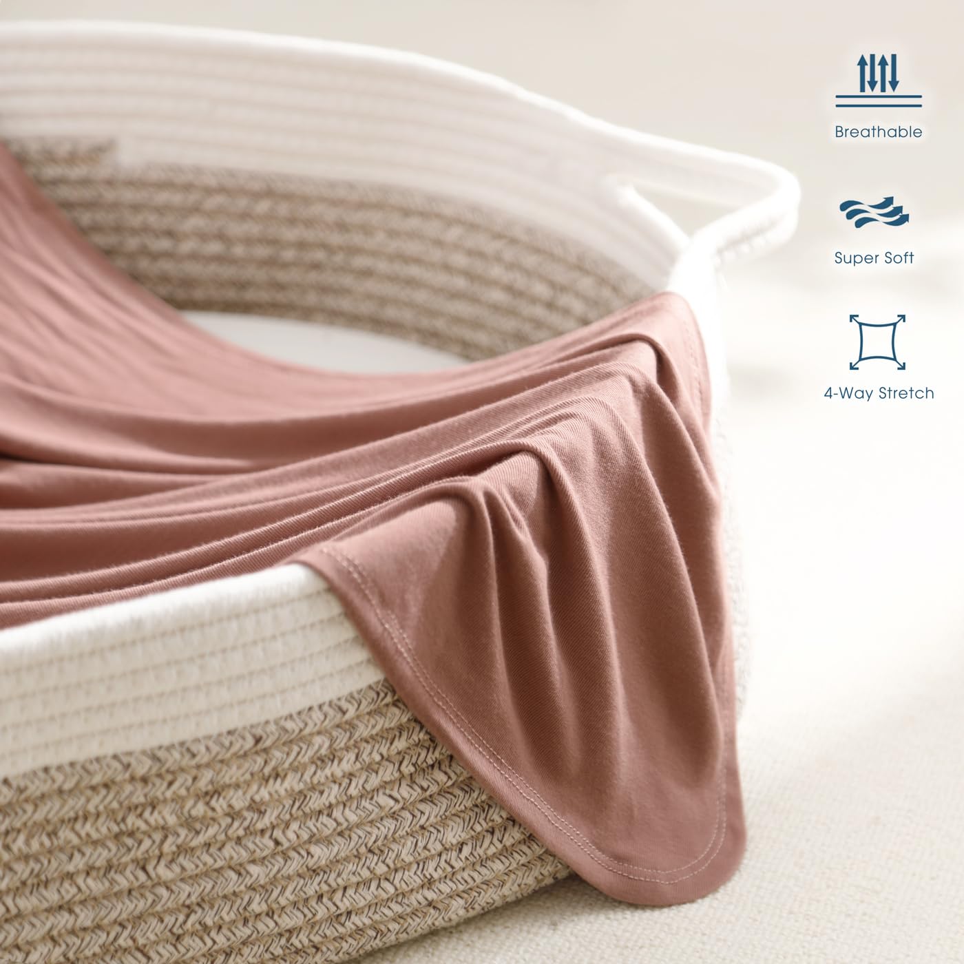 GRSSDER Newborn Swaddle Blanket, Ultra Soft Jersey Receiving Blanket with Matching Headband and