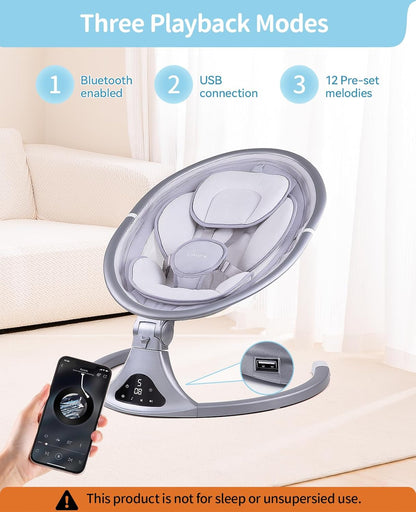 LAREX Baby Swing to Toddler Electric Infant Swing Portable for Newborn Boy Girl, 5 Sway Speeds with