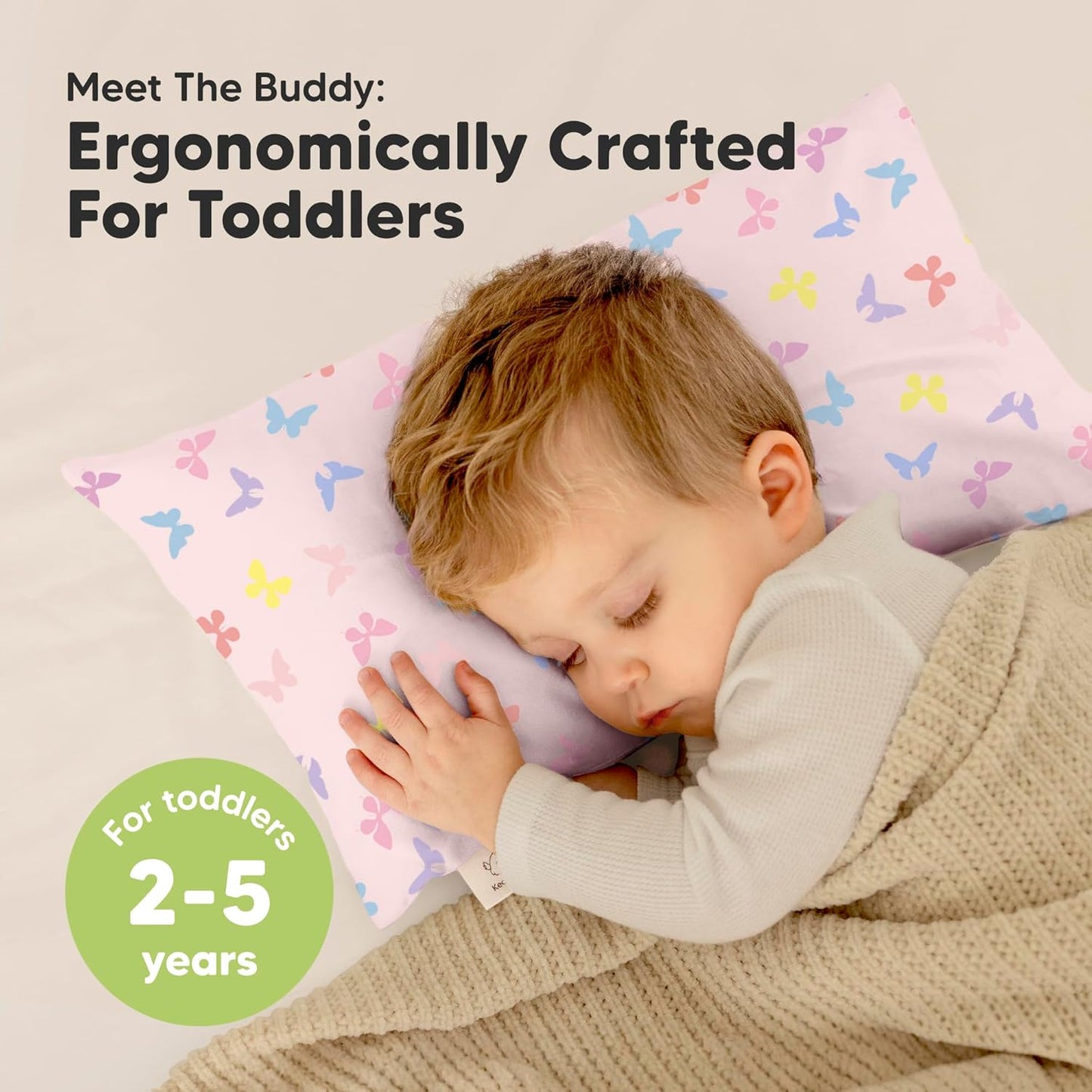 Toddler Pillow with Pillowcase - 10x18 My Little Dreamy Kids Travel Bed Pillows for Sleeping