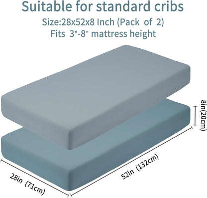 Baby Crib Sheets for Boys Girls, 2 Pack Fitted Crib Sheet for Standard Crib and Toddler Mattress