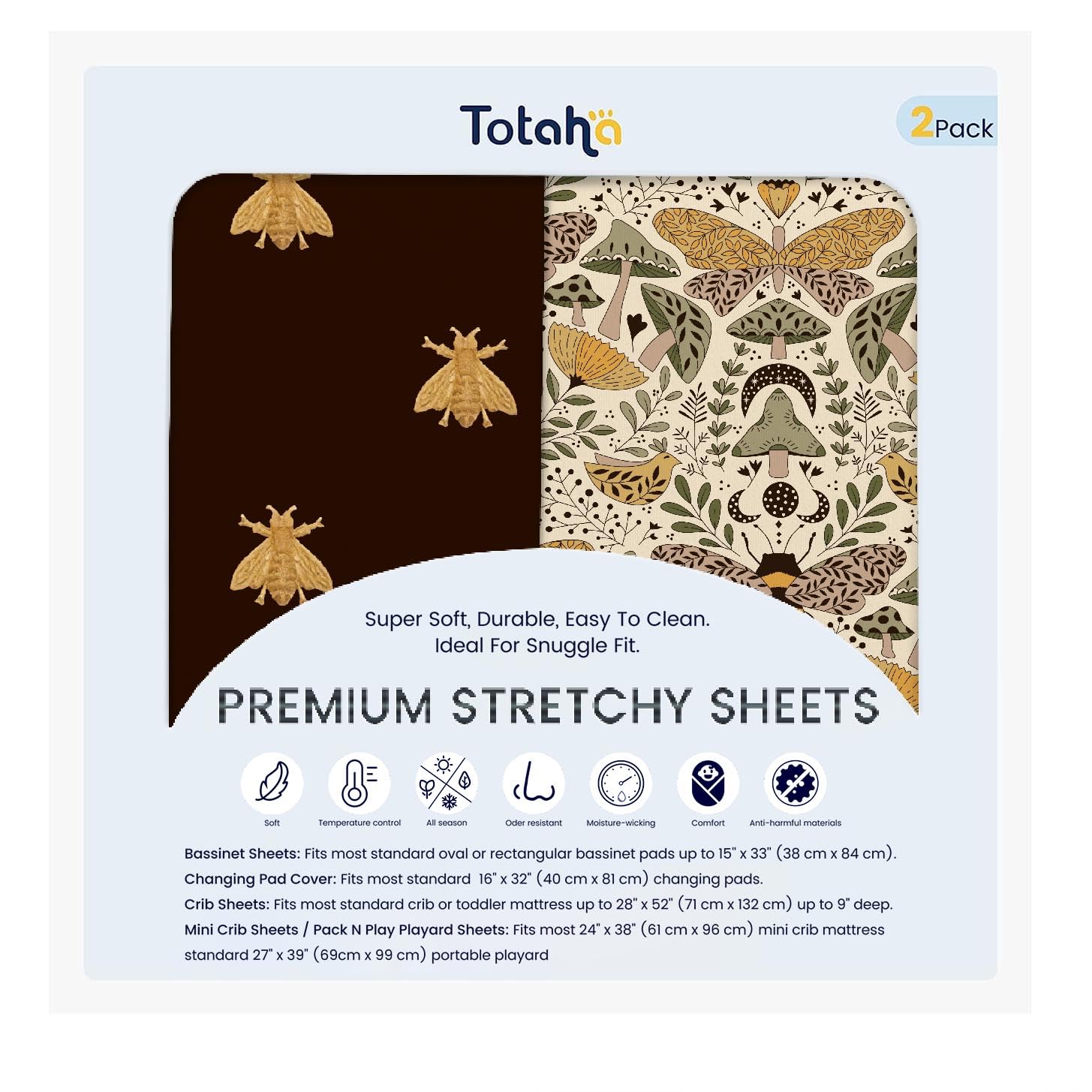 TotAha Premium Stretchy Changing Pad Cover, Buttery Soft Diaper Changing Pad Covers for Girls Boys