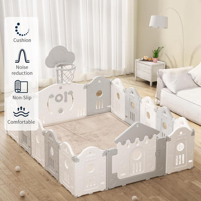 ACOMOPACK Baby Play Mat for Floor 1.3" Thick Memory Foam Play Mat 79"×157 Tummy Time Crawling with