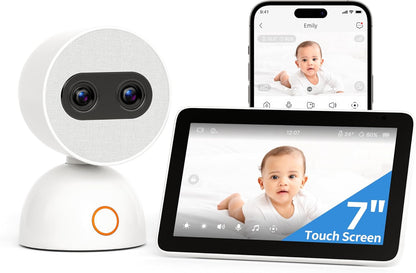 Simsky Video Baby Monitor with 2× 4MP Camera, 7" HD Touch Screen WiFi Smart Audio Monitor, 6X