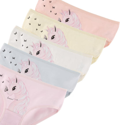 Donella Girls' Soft Cotton Underwear - Kids Bikini Brief Panties for Girls and Toddlers 5-Pack