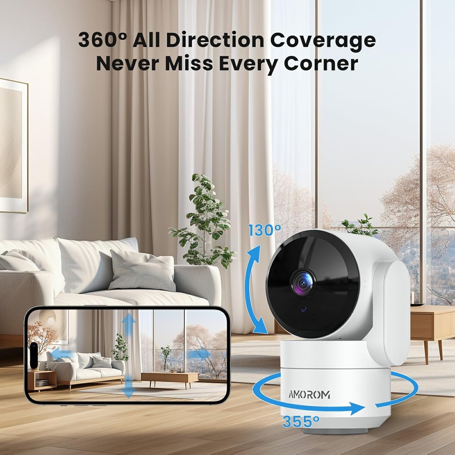 Pet Camera 360° Home Security Cameras with 2-Way Audio,Night Vision,Motion Detection,Dog Camera