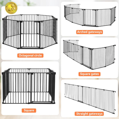 COMOMY 198" Baby Gate Extra Wide, Dog Gate Pet Gate for House Stairs Doorways Fireplace, 3 in 1