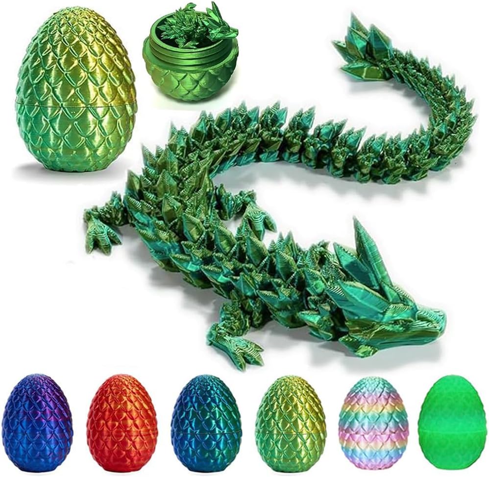 3D Printed Dragon Egg, Mystery Crystal Dragon Egg Fidget Toys Surprise, Articulated Crystal Dragon