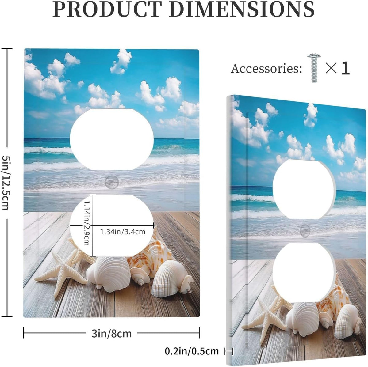 Outlet Covers Beach Waves Brown Wood Starfish Shells 1 Gang Duplex Light Switch Cover Decorative