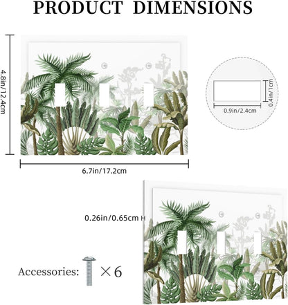 Palm Tree Banana Leaf Green Rainforest Natural Landscape Decorative Switch Plates 3 Gang Wall Plate