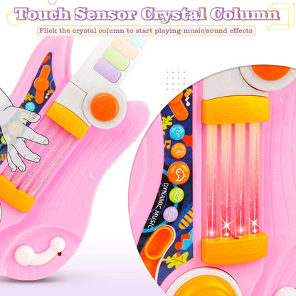 Kids Guitar, Electric Toddler Baby Music Toys for Ages 2-4 with Piano Mode Strap and Lights Child
