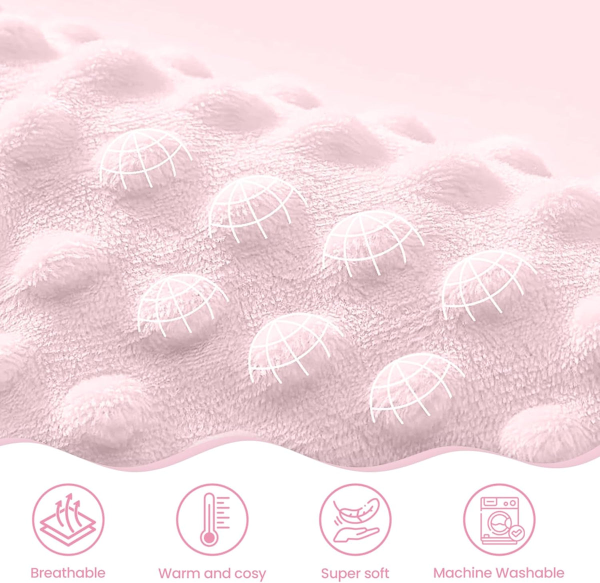 Floral Minky Baby Blanket 30 x 40 Inches for Girls, Soft Plush Receiving Blanket with Dotted Back