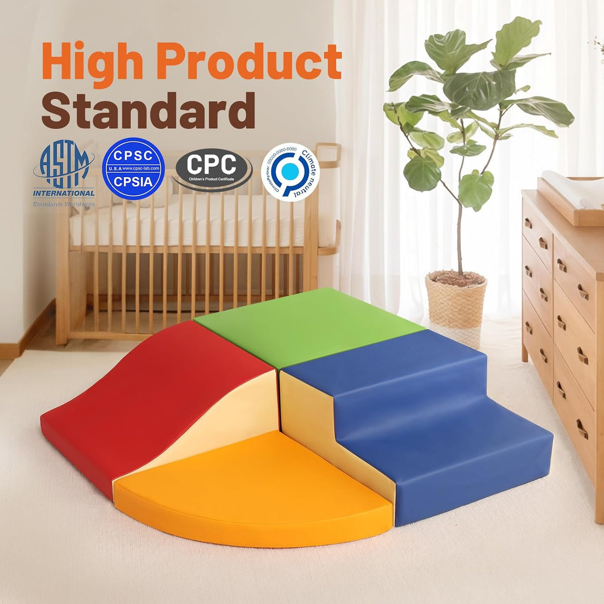 4-Piece Soft PU Leather Toddlers Climbing Toys, Foam Climbing Blocks for Toddlers, Baby Play Set
