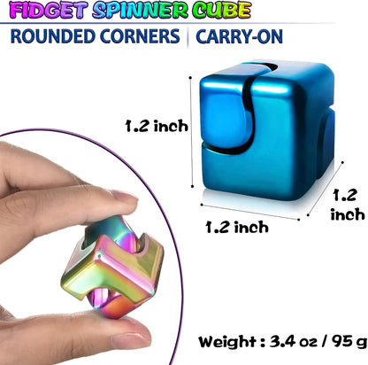 2pc Fidget Spinner Toys Cube Adults, Easter Basket Stuffers for Teens Metal EDC Cool Desk Gadgets