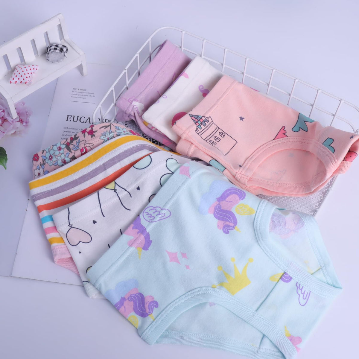 Finihen Girls Cotton Underwear Toddler Girls Panties Kids Briefs Multipacks.
