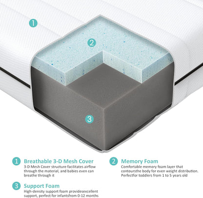 Crib Mattress, Breathe Through Baby Dual-Sided Comfort Memory Foam Toddler Mattress with Washable