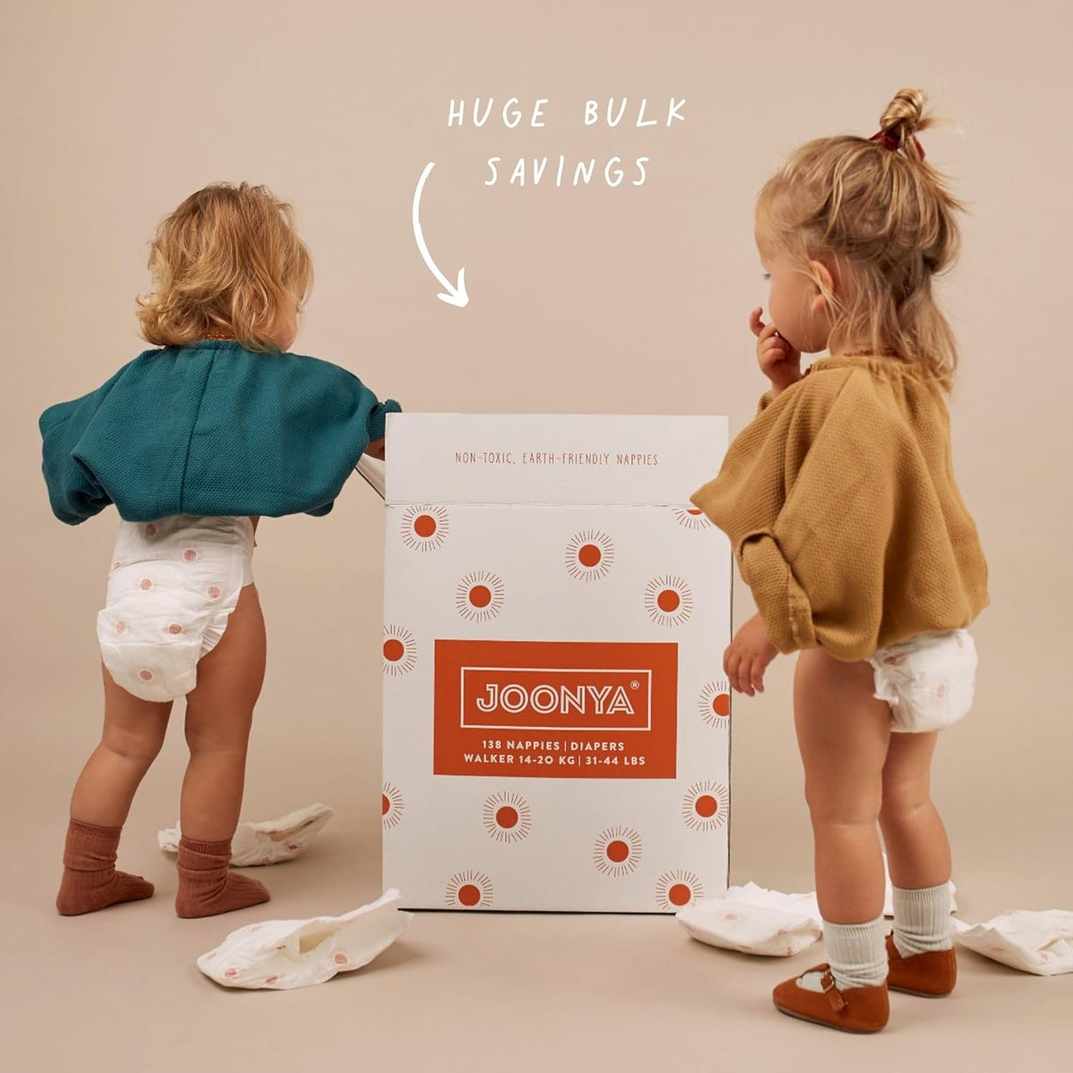 Joonya Baby Diapers, Size 5 XL (26-40 lb) - 6 Bags of 23 (138) - New Range - NonToxic
