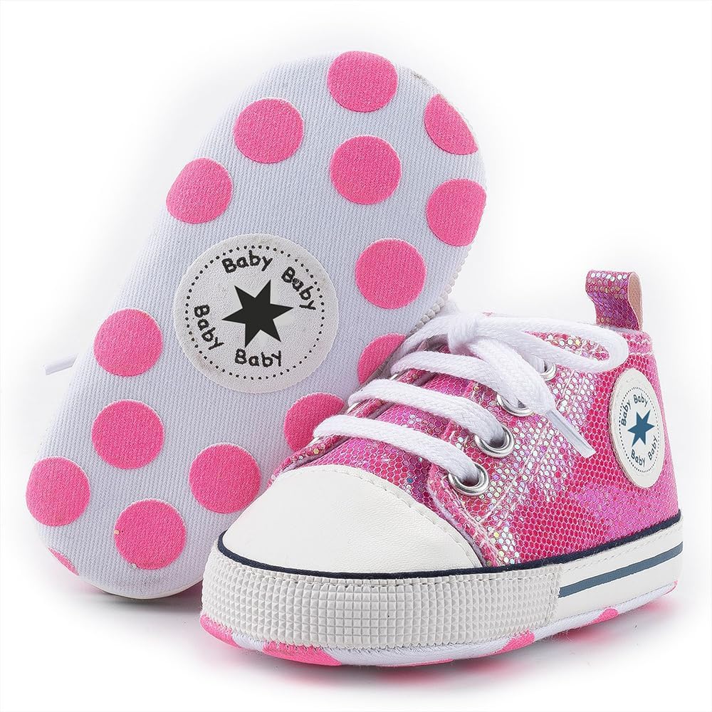 Unisex Baby Girls Boys Canvas High-top Shoes, Newborn Infant Anti-Slip Soft Sole Frist Walking