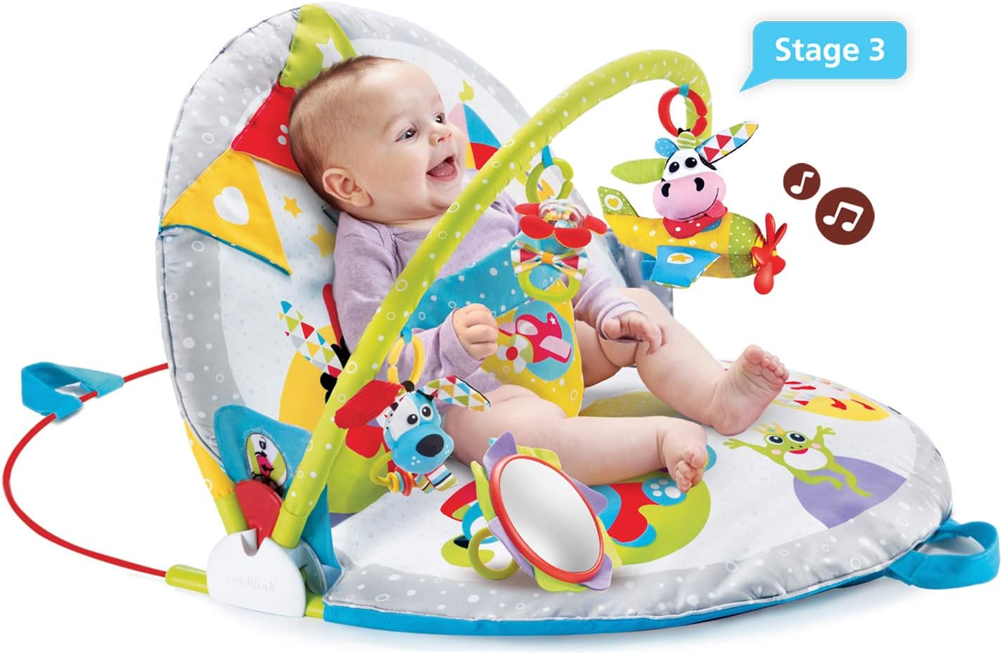 Yookidoo Baby Gym Lay to Sit-Up Playmat. 3-in-1 Newborns Activity Center with Tummy Time Toys