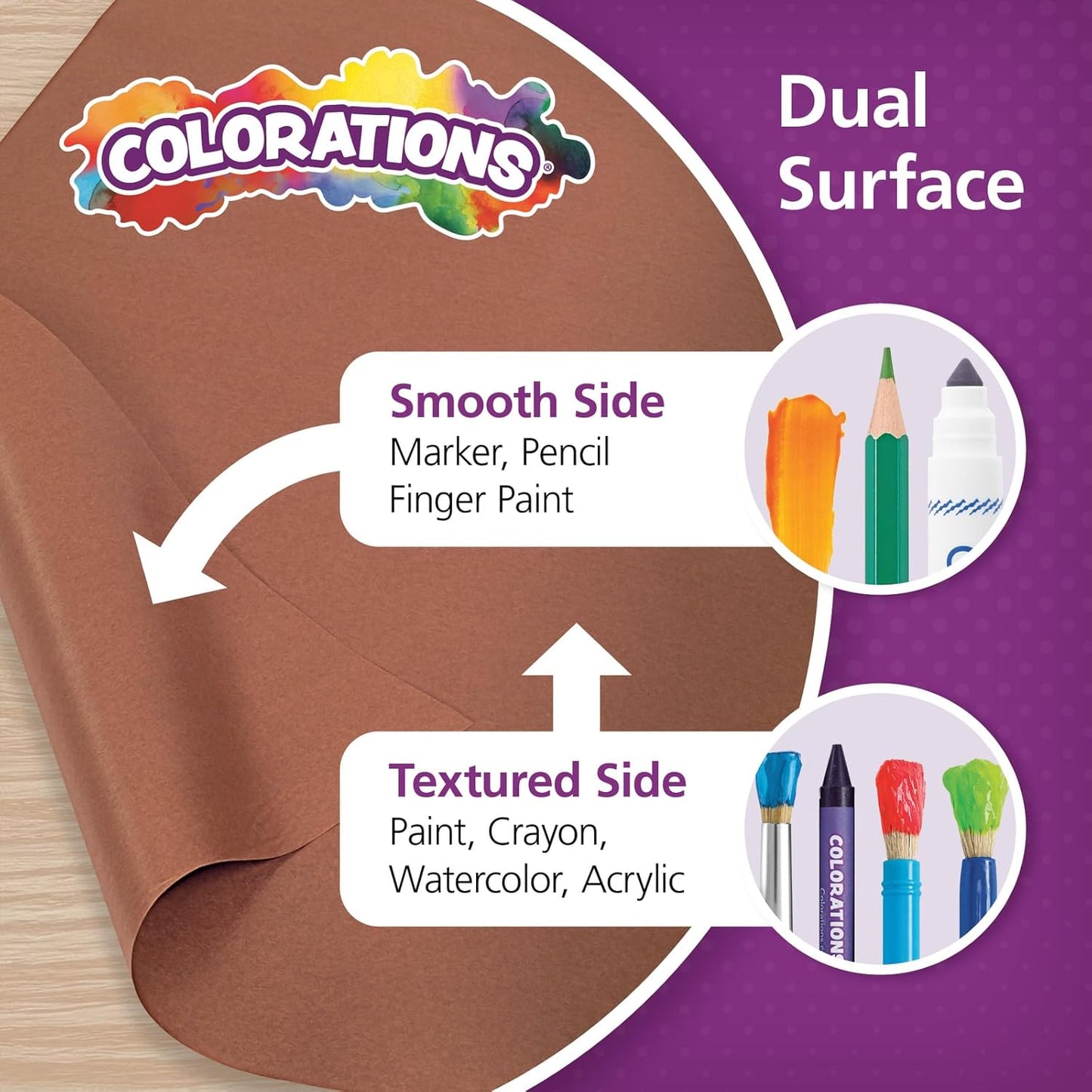 Colorations Prima-Color Fade-Resistant Paper Rolls, Brown, Arts and Crafts, 48" x 60' , Drawing